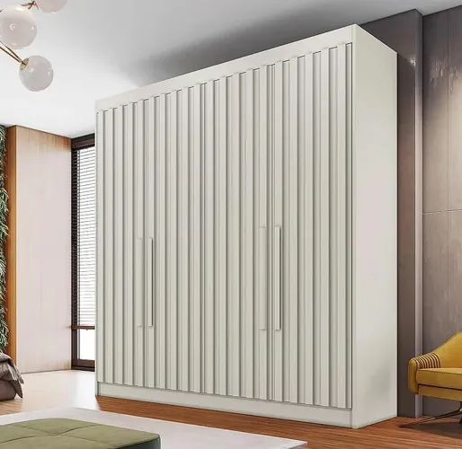 Roupeiro Solteiro Ripado 4 Portas 3 Gavetas 100%MDF p76