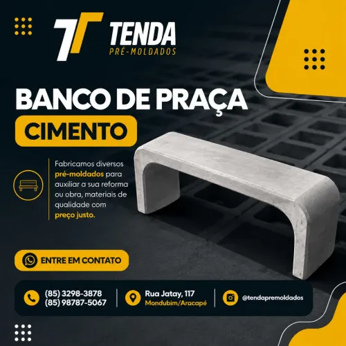 Banco de Concreto Pré-Moldado | Ideal para Jardim, Quintal ou Praça