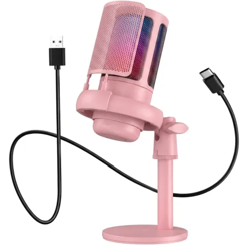 Microfone USB Gaming PC, Microfone RGB para PC/Notebook