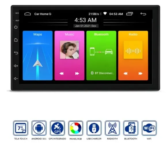 Central Multimídia Tela 7 Roadstar Rs808br Gps Wifi Bt 