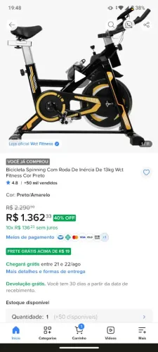 VENDO BICICLETA ERGOMÉTRICA 13KG DE INÉRCIA