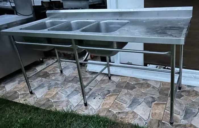 Mesa aço inox com 3 cubas