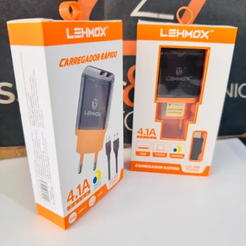 Carregador com 2 Entradas USB + Cabo Tipo-C - 4.1A - LE-489