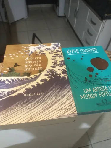 Livros premiados juntos - Um Artista do Mundo Flutuante + A Terra Inteira e o Céu Infinito