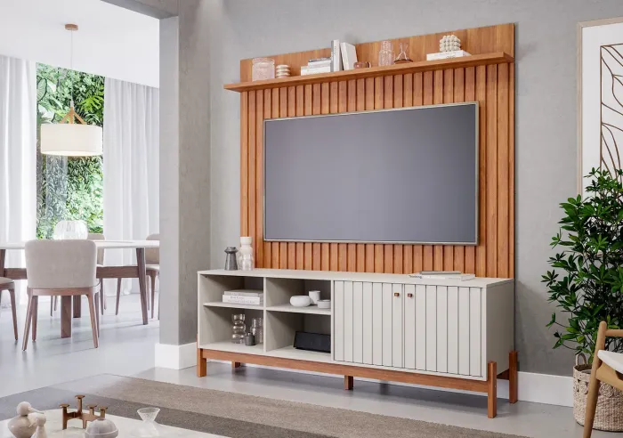 Bancada Holanda + Painel Trend 100% MDF, Ideal para TVs até 70 Polegadas - Entrega Imedi