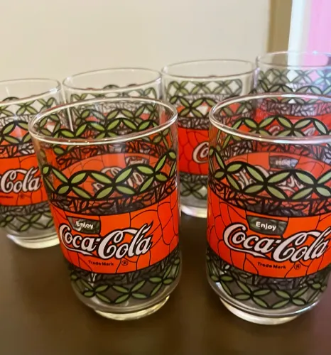 Raro Conjunto 6 Copos Coca-Cola Vitral Tiffany Anos 70/80 - Colecionador