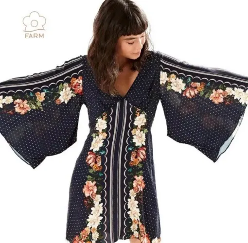 Vestido farm abre asas estampado