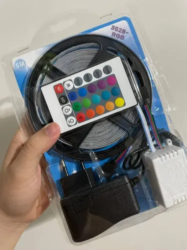 Fita de LED RGB 5 metros com fonte e controle