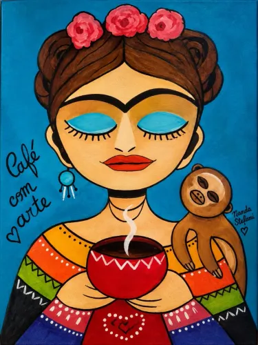 Kit pintura em acrílica sobre tela + 1 caneca personalizada com a obra 