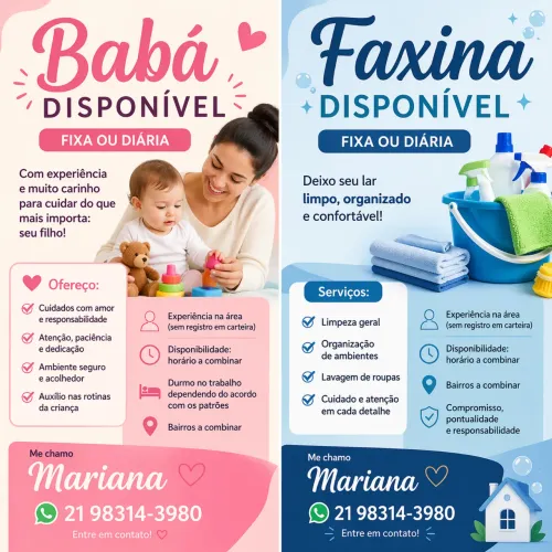 Babá e faxineira 