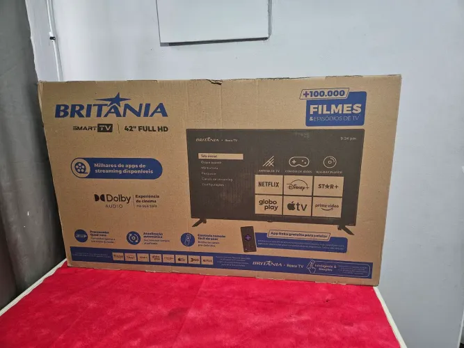 SMART TV BRITANIA 42" ROKU TV NOVA E COM GARANTIA