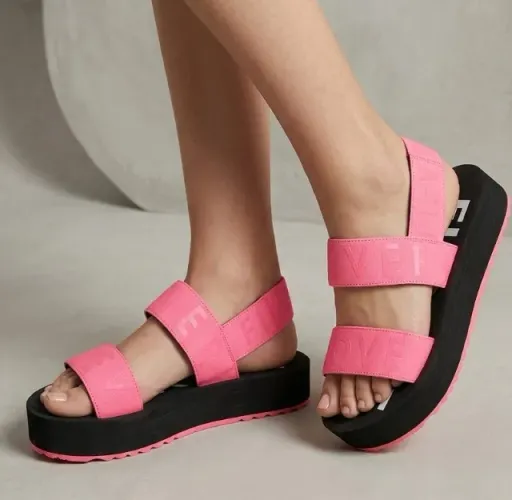 sandália elástico rosa neon fiever