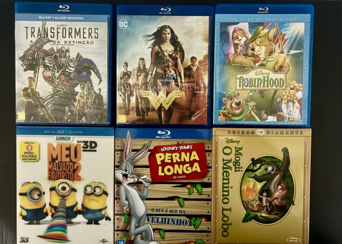 Blu Rays Infantis Raros (Pernalonga, Mogli, Robin Hood, Mulher Maravilha, Looney Tunes