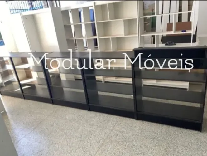 Balcão Caixa Vitrine + 4 Balcões Vitrine - Preto MDF