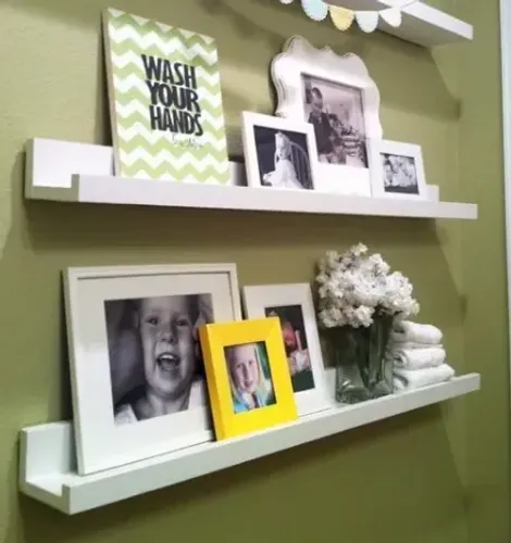 Prateleira de parede branca mdf - para Livros Quadros e Fotos