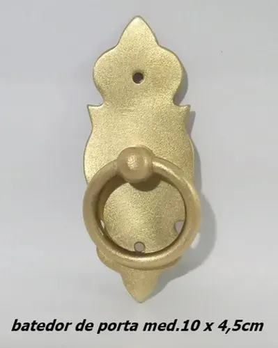 batedor de porta em bronze lizo e polidor 