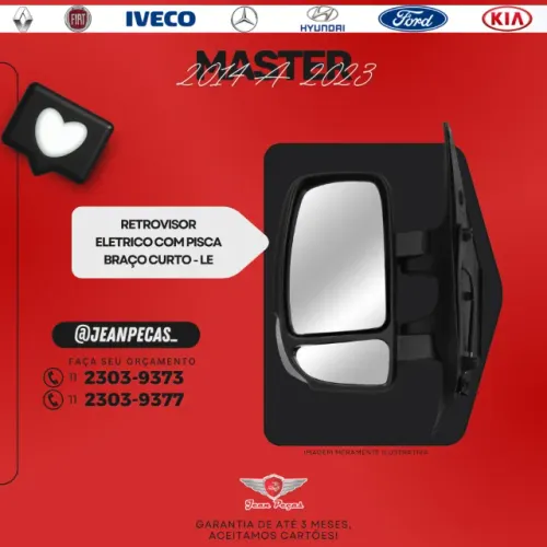 retrovisor com pisca brço curto lado esquerdo - master 