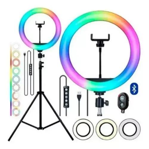 Ring Light 10" 26cm RGB Com Suporte de Celular + Tripé 2.10cm - WZetta