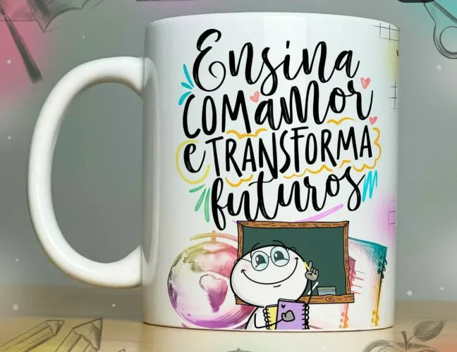 Caneca de cerâmica personalizada para professores - Ensina com amor e transforma futuros