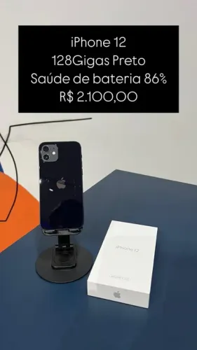 IPhone 12 128GB Preto Saúde de bateria 86% Semi Novo | Loja Física |