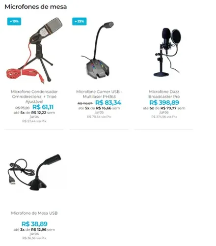 Eleve sua Voz com os Microfones de Mesa em até 8x Sem Juros