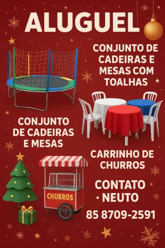ALUGUEL DE MESA E CAMA ELASTICA, PULA PULA, CARRINHO DE CHURROS