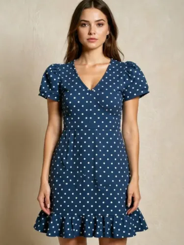 Vestido poá, com manga princesa / Tam G 