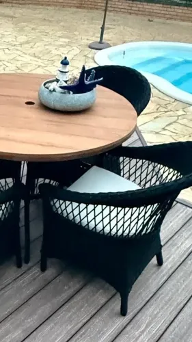 Mesa jantar poltronas madeira corda nautica 