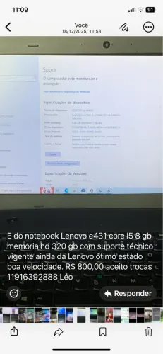 Notebook Lenovo E 431 thinkpad core i5 8gb hd 320