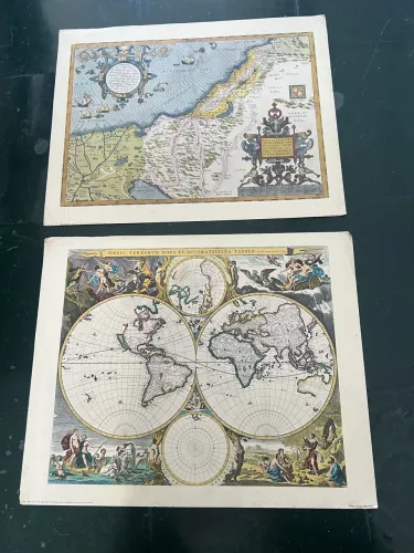 Gravura antiga  mapa mundi 
