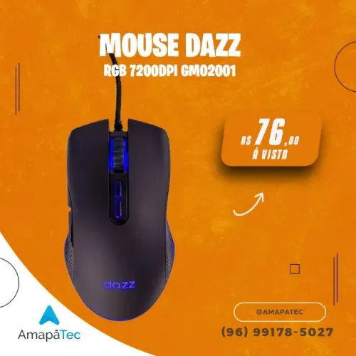 Mouse Gamer Dazz RGB 7200DPI Ajustável 07 Botões 500Hz