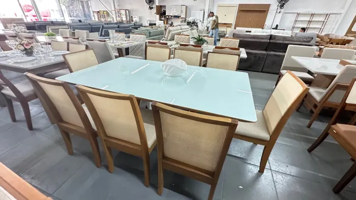 Mesa de Jantar Moderna com 6 Cadeiras madeira