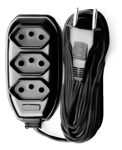 Extensao Eletrica 3 Metros 3 Saidas Para Tomada Cabo Bivolt 10A - Armarinho Ditudo