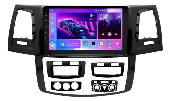 Central Multimídia Octacore 9 Pol. 4Gb/64Gb 4G Carplay/A. Auto Hylux/Sw4 2006 a 2015