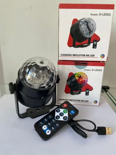 Mini Canhão de Led RGB Refletor com Controle Bluetooth - D-LED02