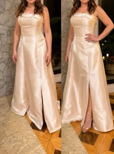 Vestido de Festa Tomara que Caia - Champanhe