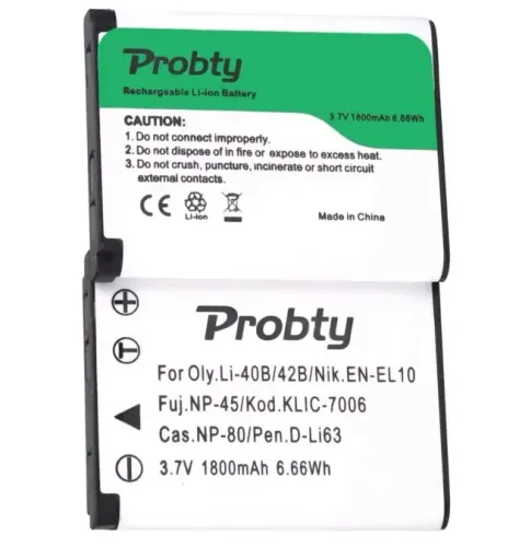 2 Baterias Probty 1800 Mah En-El10 Li-42B Fujifilm Np45 Casio Np80 Pc14R Arctis Nova Pro