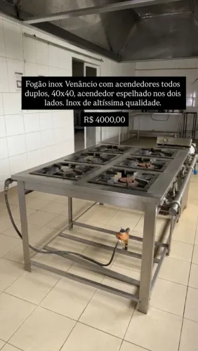 Fogão industrial Venâncio chama 40x40 - inox alto padrão