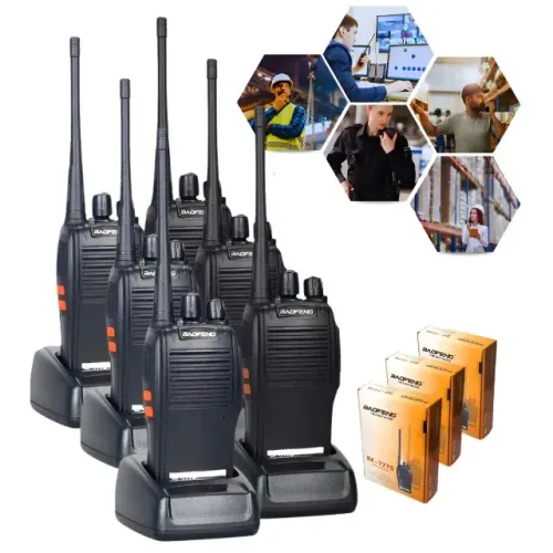 Kit 6 Rádios Baofeng 777s Walkie Talkie Profissional UHF Longo Alcance
