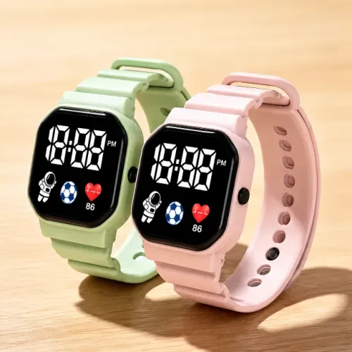 Relógio infantil led esportivo, relógio digital com pulseira de silicone, relógio eletrôni