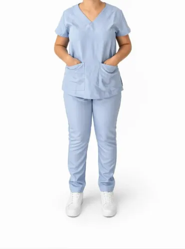 Conjunto Pijama Cirúrgico Feminino Azul Claro PP
