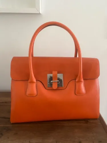 Bolsa de couro Le Tanneur- Nina Grainé laranja