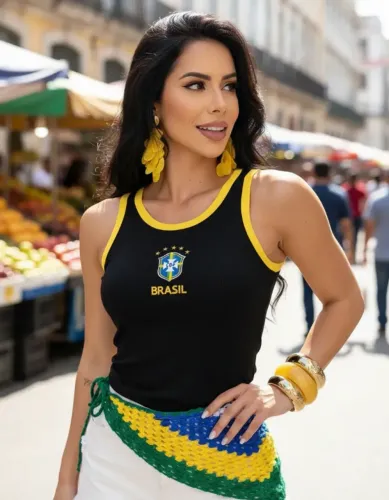 Regatas Feminina CBF Brasil torcedora do Brasil na Copa do Mundo Blogueira