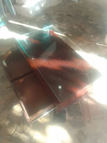 Mesa de centro COM vidro e gavetas