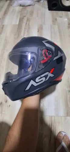 Capacete ASX Draken Concept Cinza/Prata/Vermelho Fosco