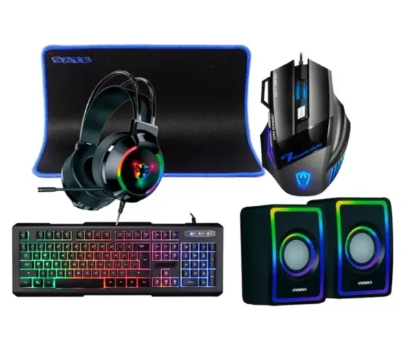 Teclado Gaming Satellite 5 em 1 + Mouse + Mouse Pad + Headset + Speaker KG-53 (Portugues)