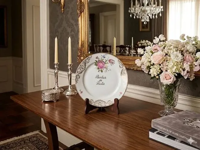 Prato Decorativo Bodas de Prata - Porcelana Steatita