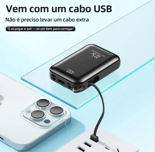 Powerbank 20.000mAh 22.5w display lanterna Led