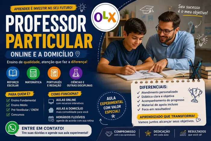PROFESSOR DE MATEMATICA E INGLÊS A DOMICÍLIO E ONLINE
