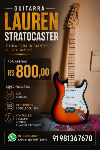 Vendo guitarra elétrica Lauren + capa bag ?